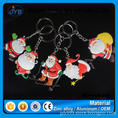 hot sale custom your logo plastic pvc santa claus christmas keychains